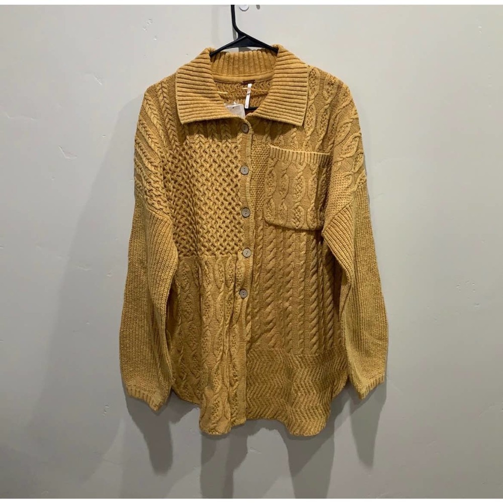 Free people say anything mustard slouchy sweater